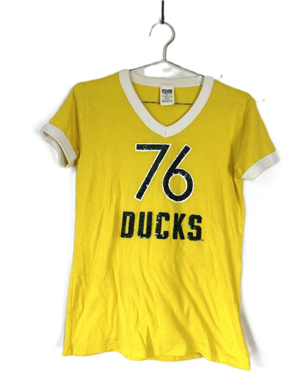 Pink Victoria's Secret Sequin 76 Oregon Ducks T Shirt S